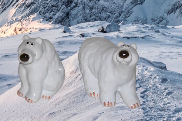2 bezaubernde Eisbären - 11cm gross