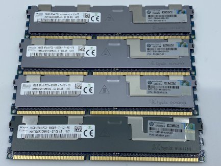 4x HP 16GB 4Rx4 PC3-8500R Server Memory