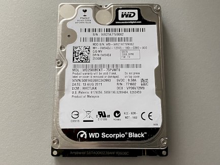 WD SATA 2.5" Harddisk 250GB Scorpio Black