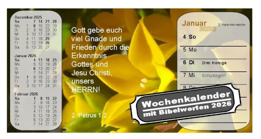 Wochenkalender mit Bibelworten 2026 (Mini-Ausgabe) 
