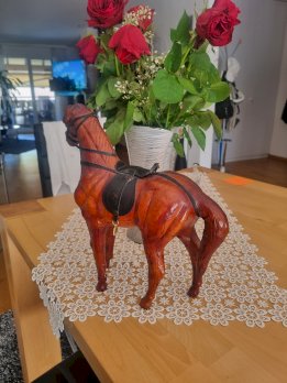 Vintage Leder Pferd Skulptur 