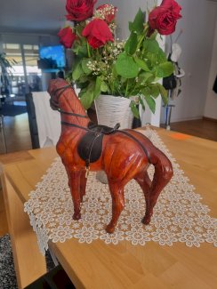 Vintage Leder Pferd Skulptur 