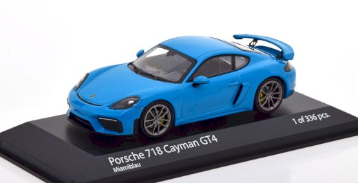 NEU: Porsche 718 Cayman GT4 seit 2020 Miami blau  1:43