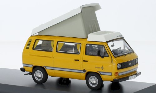 NEU: VW T3a Camper Joker 1979-1985 gelb / weiss / Decor  1:43 von Schuco