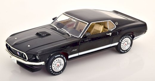 NEU: Ford Mustang GT Fastback 1969 schwarz / weiss  1:18 von Ertl / Autoworld