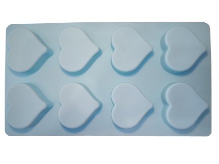 Silikon Backform 8 Herzen - 28.5 x 15.5 x 2 cm in Blau