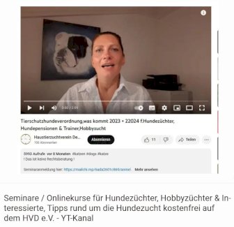 GRATIS! Tierschutzhundeverordnung, Züchterseminar, Hund