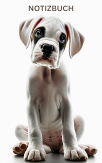 Notizbuch niedlicher weißer Boxer Welpe, Geschenk Buch 