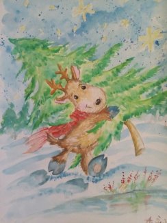 Weichnacht Baum handgemalte Aquarelle