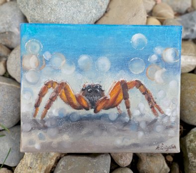 Oelbild Spinne Natur handgemalt
