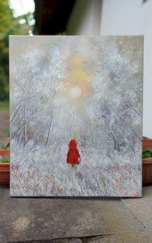 Wald Schnee Winter neu, handgemalt