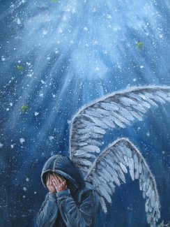 Engel Kapuze handgemalt. Neue Gemaelde