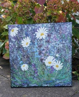Lavende Blumen handgemalt. neue Gemaelde