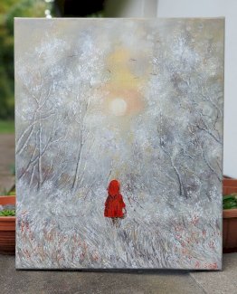 Wald Winter gemalt von mir. Rotkappchen