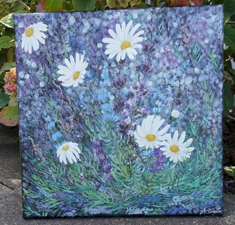 Lavende Garten neu, handgemalt. Oelbild