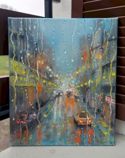 Auto Regen Strasse neue profi Gemaelde