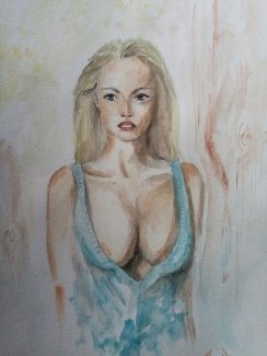 Blond Kleid Aquarelle handgemalt