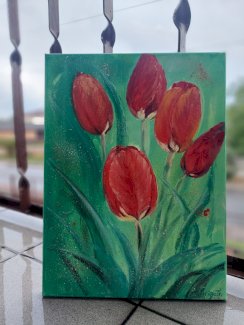 Tulpen Gemaelde handgemalt, neu