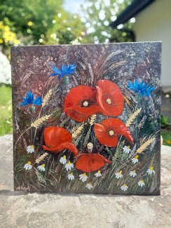 Mohn Oelgemaelde handgemalt, neu