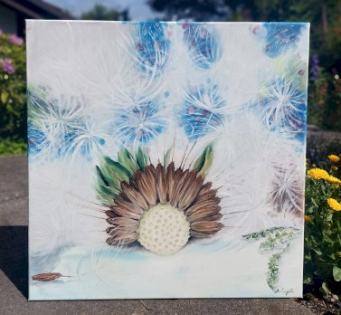 Pusteblume Gemaelde Fruhling handgemalt
