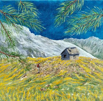 Berge Wandern gemalt von mir, NEU