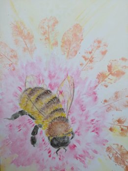 Blume und Biene Aquarelle a 4.