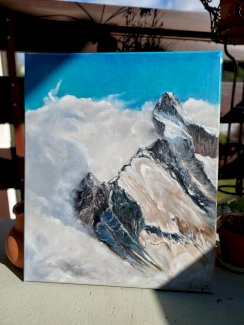 Berge handgemalt. Neue Gemaelde