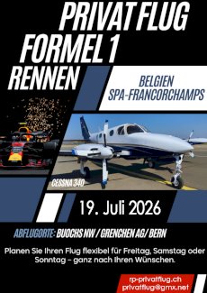 SWISS PRIVATE FLYING FLIEGT ZU ALLEN FORMEL 1 RENNEN  - Gratis-inserat.com