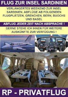 SWISS PRIVATE FLYING FLIEGT NACH SARDINIEN 