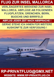 SWISS PRIVATE FLYING FLIEGT NACH MALLORCA  - Gratis-inserat.com
