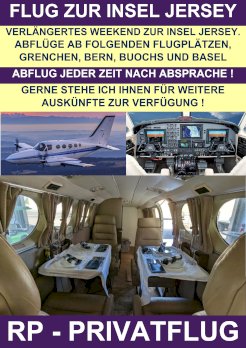 SWISS PRIVATE FLYING FLIEGT ZUR INSEL JERSEY
