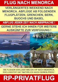 SWISS PRIVATE FLYING FLIEGT NACH MENORCA