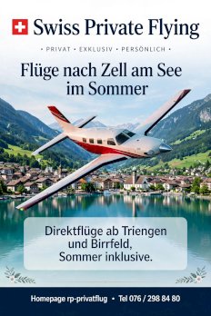 DIREKT FLÜGE AB TRIENGEN, BIRRFELD NACH ZELL AM SEE