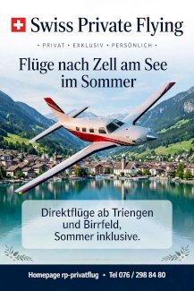 DIREKT FLÜGE AB TRIENGEN, BIRRFELD NACH ZELL AM SEE