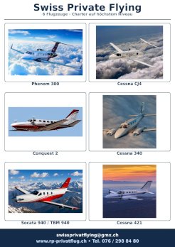 DIE FLUGZEUG FLOTTE DER SWISS PRIVATE FLYING 