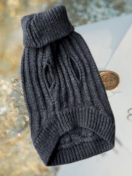 Winter Strickpullover für Hunde, Grösse S, Dunkelgrau