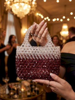 Pochette aus Kristallperlen in rot / durchsichtig - Gratis-inserat.com