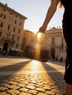 Schmuckstück Handtasche aus edlen Kristallperlen 