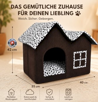 Faltbares Haustierhaus für Hunde und Katzen mit Kissen