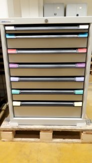 Schubladenschrank weiss grau für unter Werkbank 80cm, 7